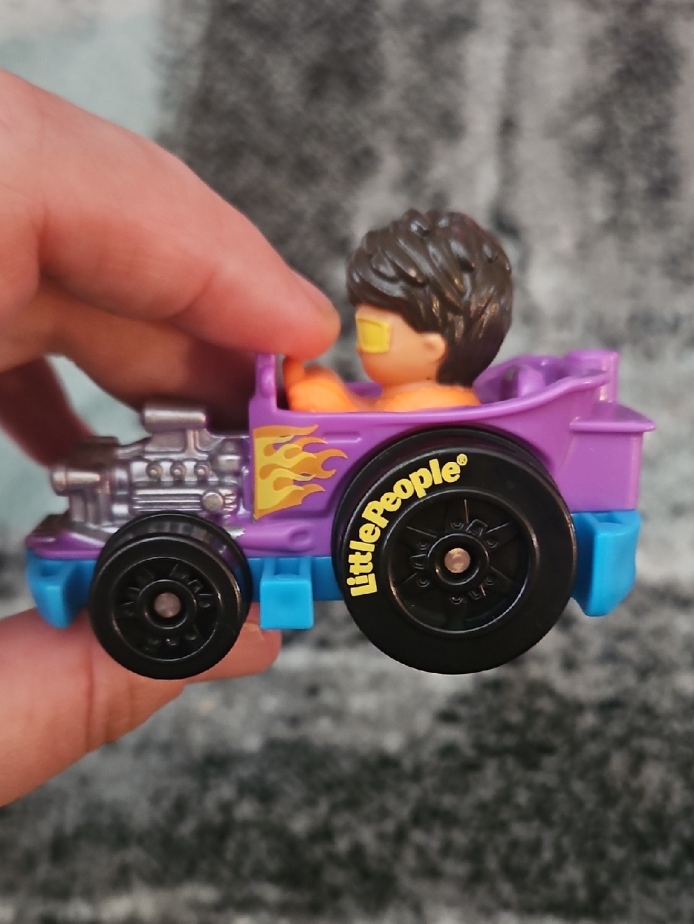 Fisher-Price Little People Wheelies Hot Rod in purple and blue
